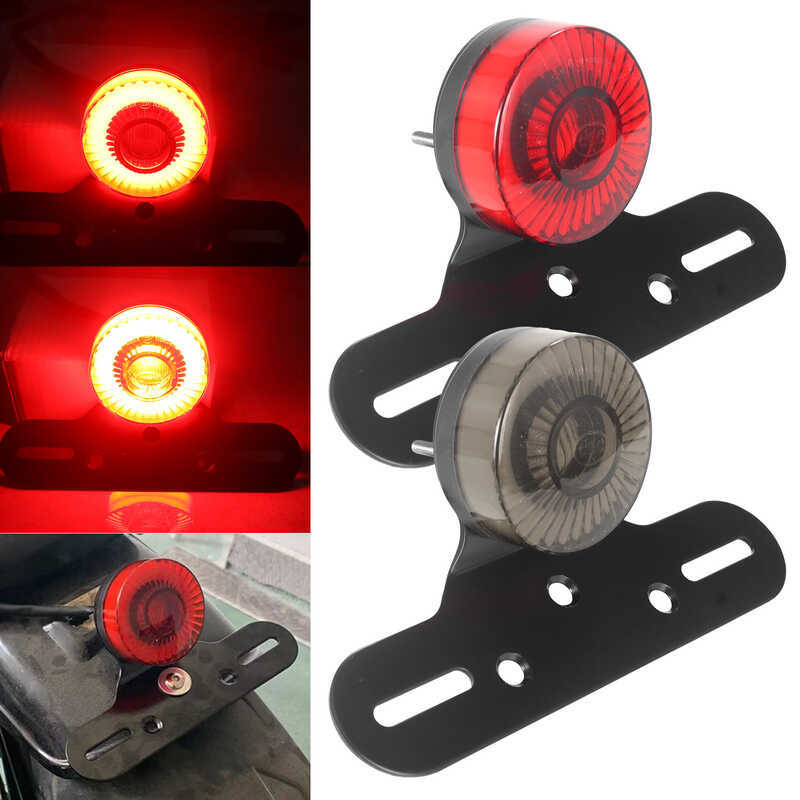 Motocicleta modificada de três linhas retro carro led luz traseira redonda led luz da cauda luz da cauda fora de estrada