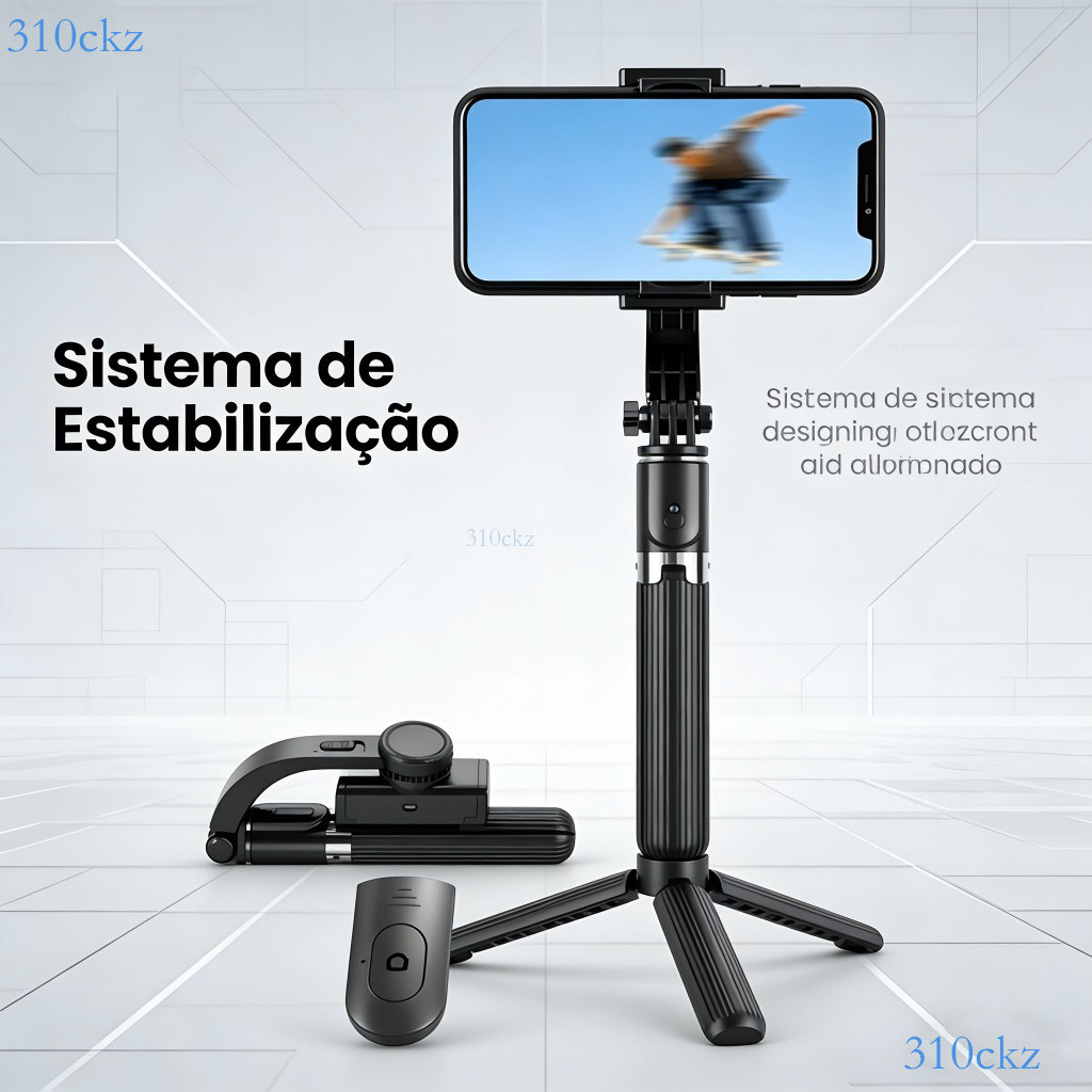 A'Gold Estabilizador Gimbal para Smartphone com Tripé e Controle Remoto Bluetooth SLF-08 💖310ckz