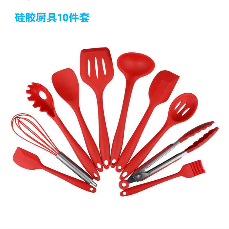 Utensílios de cozinha de silicone conjunto de 10 peças resistente a altas temperaturas conjunto de utensílios de cozinha