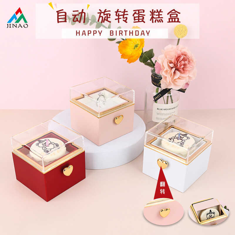Caixa surpresa criativa Flip bolo vela caixa de embalagem de jóias anel colar caixa de presente rotativa automática