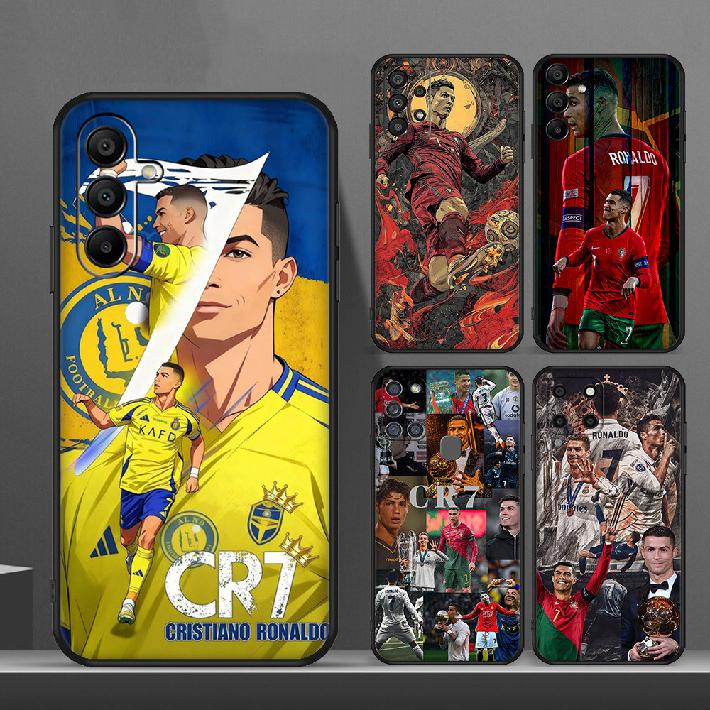 Capa De Telefone Preta Macia Cristiano Ronaldo Para Samsung Galaxy A15 A16 A17 A20 A20S A21 A21S A22 A22S A23 A24 Silico