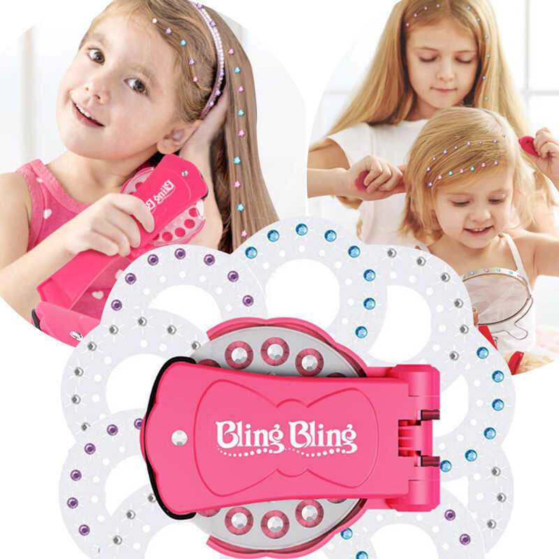 Crianças cabelo prego diamante máquina saco sapatos sapato adesivos decoração diamante menina DIY brinquedo presente