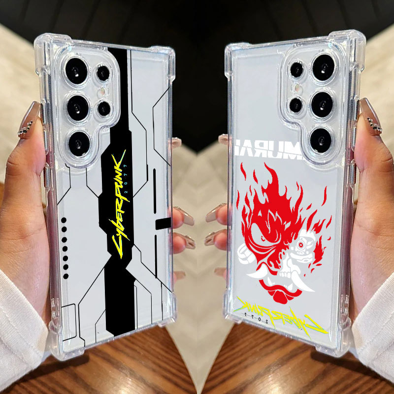 Capa Samurai Cyberpunk 2077 Para Samsung S25 Ultra S24 FE S23 Plus S20 S25 S22 S21 S25EDGE A56 A36 Transparente Celular 