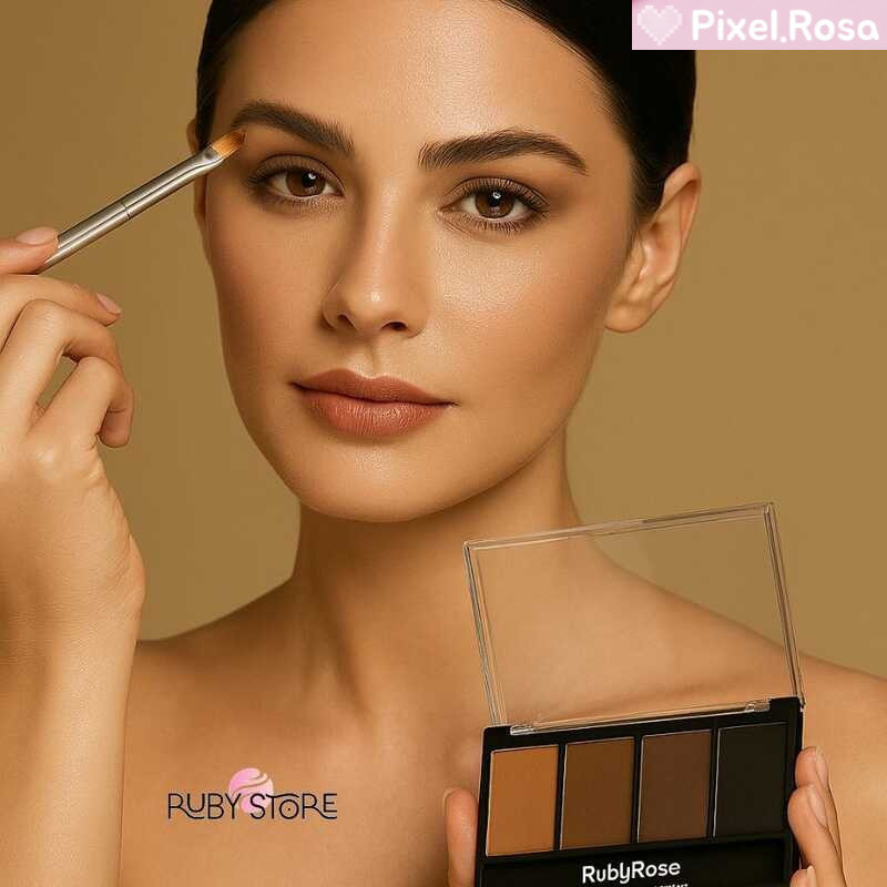 Paleta Maquiagem Sobrancelha Ruby Rose: 4 Sombras Matte Fáceis de Esfumar  Tudo em Um! F572 [Original]