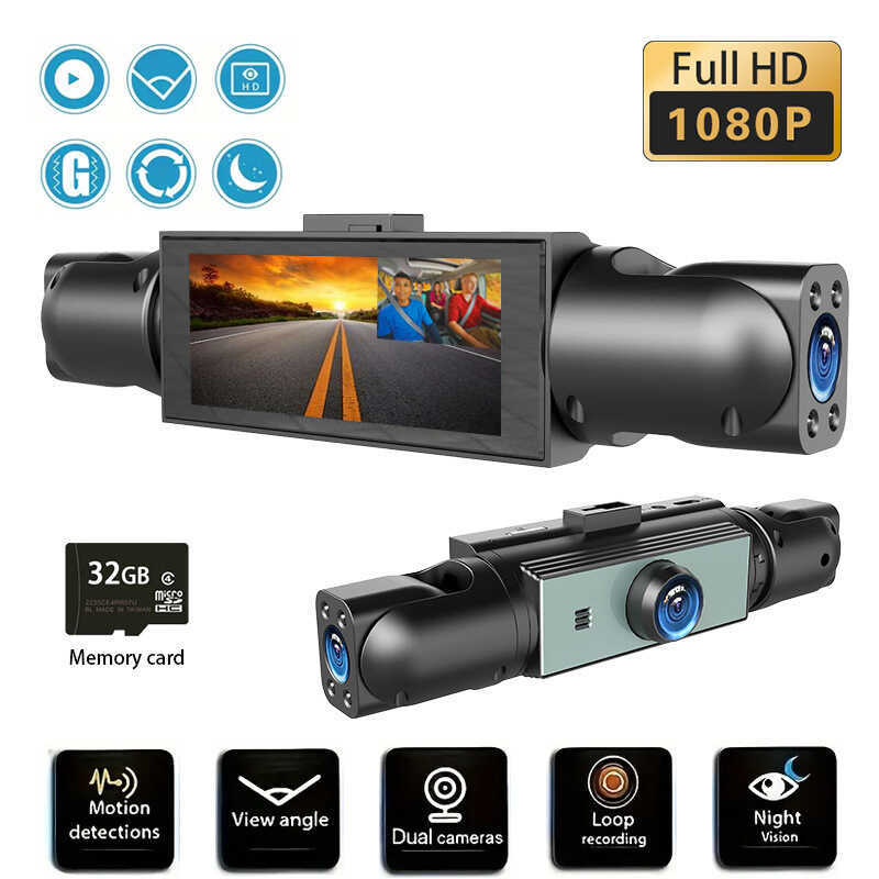 Lente de quatro gravação wifi gravador de condução 3.16 polegadas HD visão noturna grande angular 1080 vídeo de reflexão