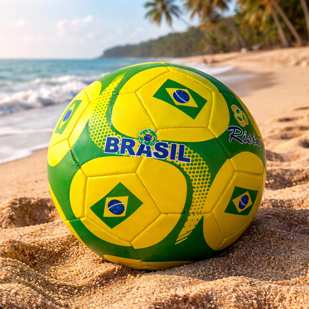 Bola de Futebol Brasil Verde e Amarela Treino Campo Gramado Sintético Praia Lazer