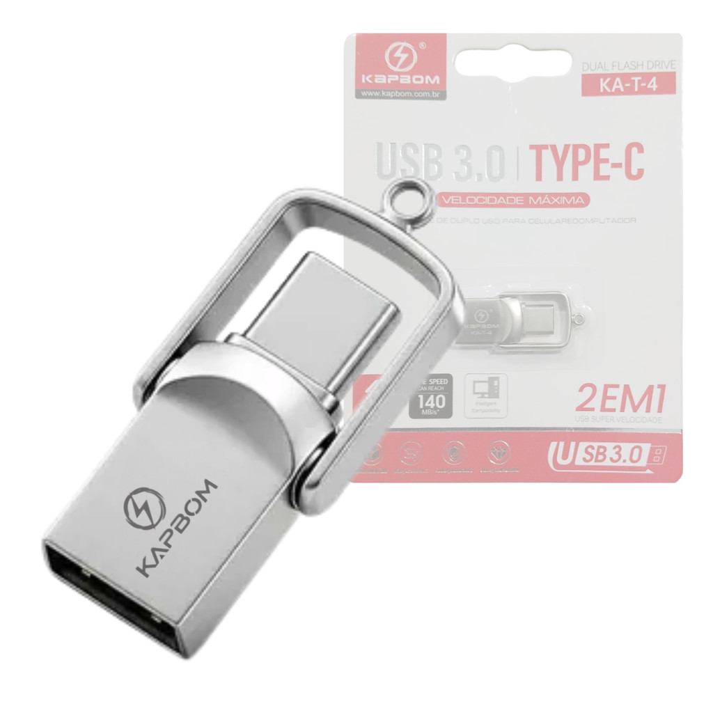 Pen Drive 4GB Com conector duplo USB 3.0 e Tipo-C OTG KA-T-4