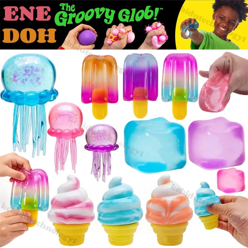 [Estoque Pronto] NeeDoh Engraçado Slime Medusa Squeeze Toy Colorido Bonito Soft Squish Sensory Cube Escritório Relaxamen