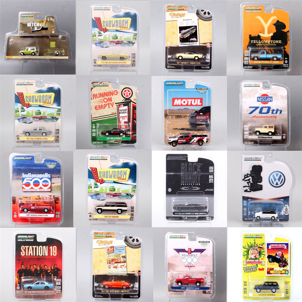 Greenlight 1/64 Escala Cadillac Eldorado Chevrolet Camaro Ford Crown Dodge RAM Plymouth VW 181 Carro Modelo de Brinquedo