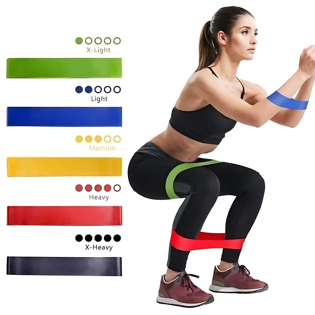 Mini Band Kit 5 Faixas Elásticas Musculação GluteoTreino em Casa Funcional e Fisioterapia