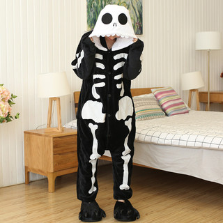 Kigurumi Adulto Feminino Esqueleto Desenho Animado Animal Macacão Pijamas , Flanela Macia E Quente Com Capuz Pijama De U