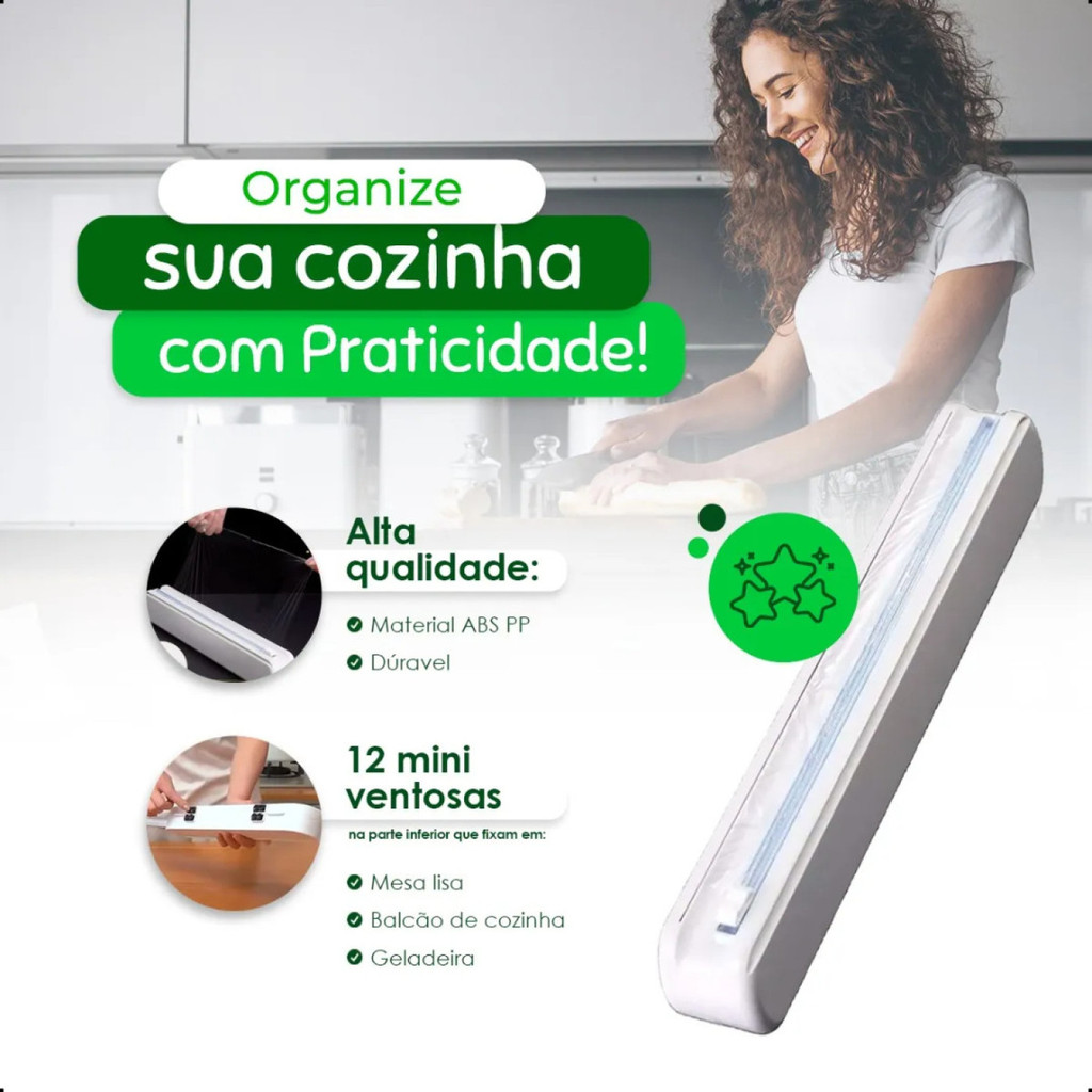 Suporte Dispenser Cortador Papel Aluminio Plastico Filme SKU