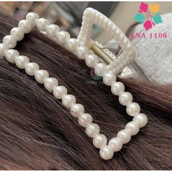 ANA 1108 KIT 4 PCS Prendedor/Piranha/Presilha Grande de Cabelo com Detalhes de Perola