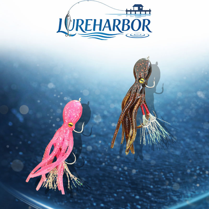 LUREHARBOR Tridimensional Colorido Polvo Lula Isca Macia Simulação Isca de Lula Isca Falsa com Design Bigode