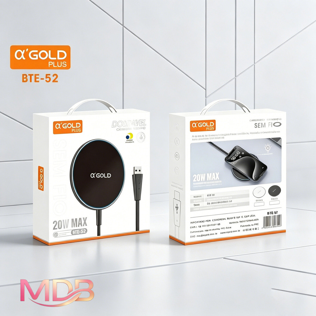 A'gold Carregador Sem Fio 20W com Indução Magnética – Para Smartphones BTE-52