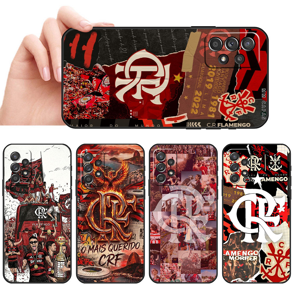 Capa De Telefone Preta Macia Para Samsung A32 A33 A34 A35 A40 A40S A41 A42 Flamengo Quebra-Cabeça Protetora Anti-Queda