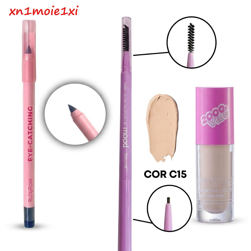 KIT Ruby Rose 3 Pcs: Corretivo Líquido Catwalk + 2 Lápis de Olho Preto Pronta entrega -xn1moie1xi