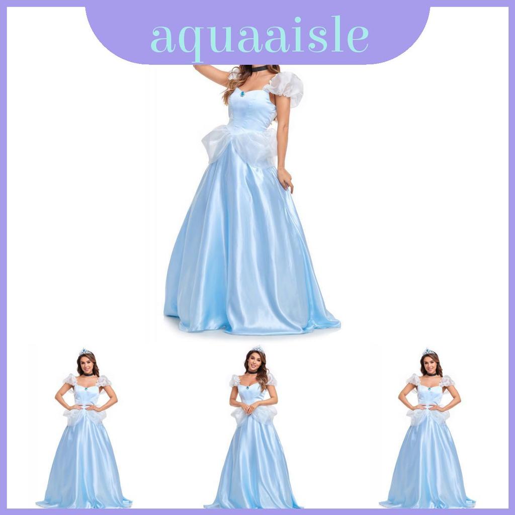 Vestido De Princesa Cinderela Adulto Lindamente Projetado Em Azul Para Festas De Palco E Fantasia