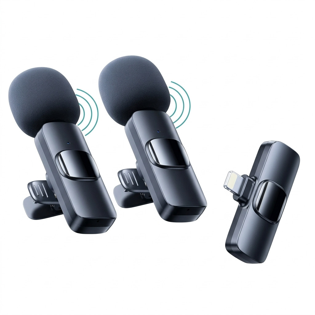 Kit 2 Microfone Lapela Wireless Sem Fio Para iPhone iPad Lightning