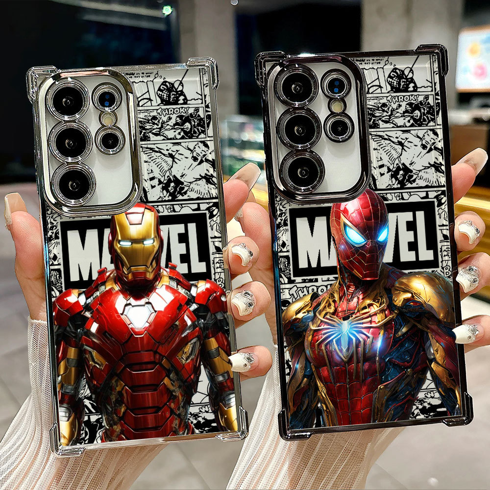 Capa Transparente Marvel Spiderman Ironman Comic Para Samsung S26 Ultra A57 S24 S23 S22 S21 S25 Plus S20 S25FE S26EDGE A