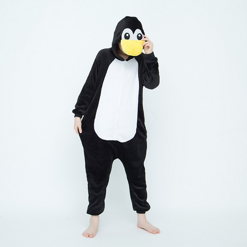 Pijama Infantil Kigurumi Com Capuz E Pinguim , Fantasia De Cosplay De Animal De Flanela Macia , Roupa De Dormir De Uma P