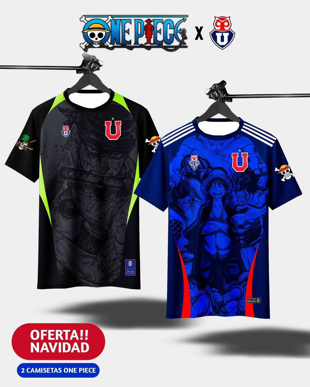 2026 Nova Camisa De Anime Japonês Uma Peça Edição Especial República Do Chile UCH Criança Adulto Roupas Esportivas Mascu
