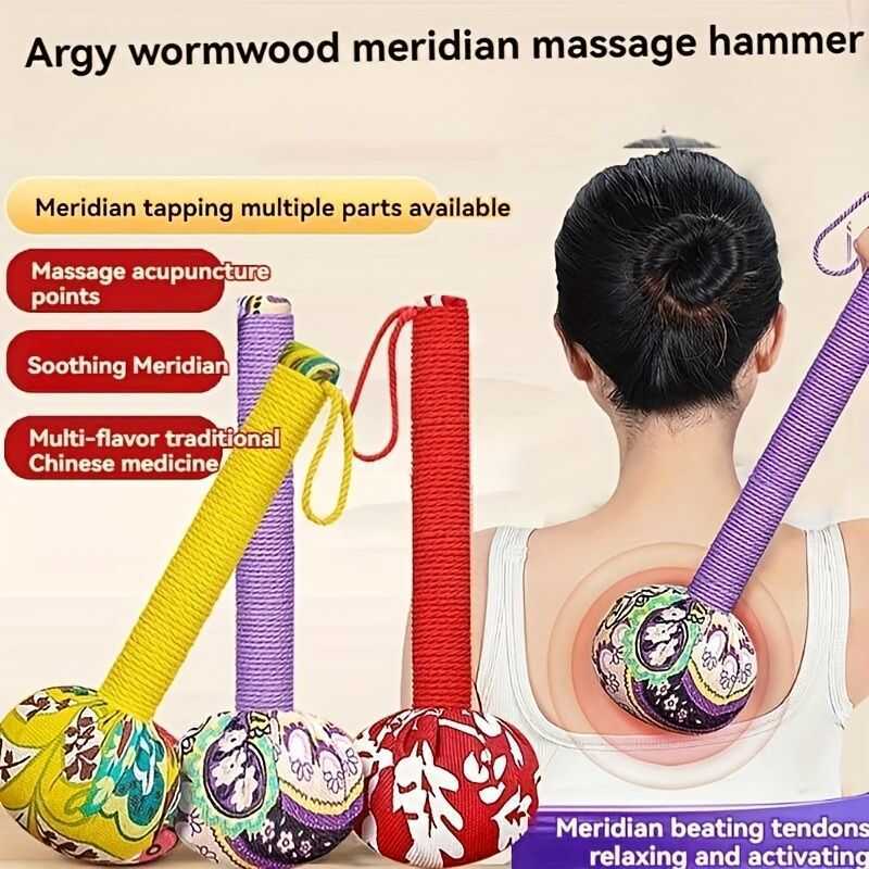 [Anmi Food] Martelo de Massagem Meridiano Feito À Mão de 31 Cm Absinto Saúde e Bem-Estar