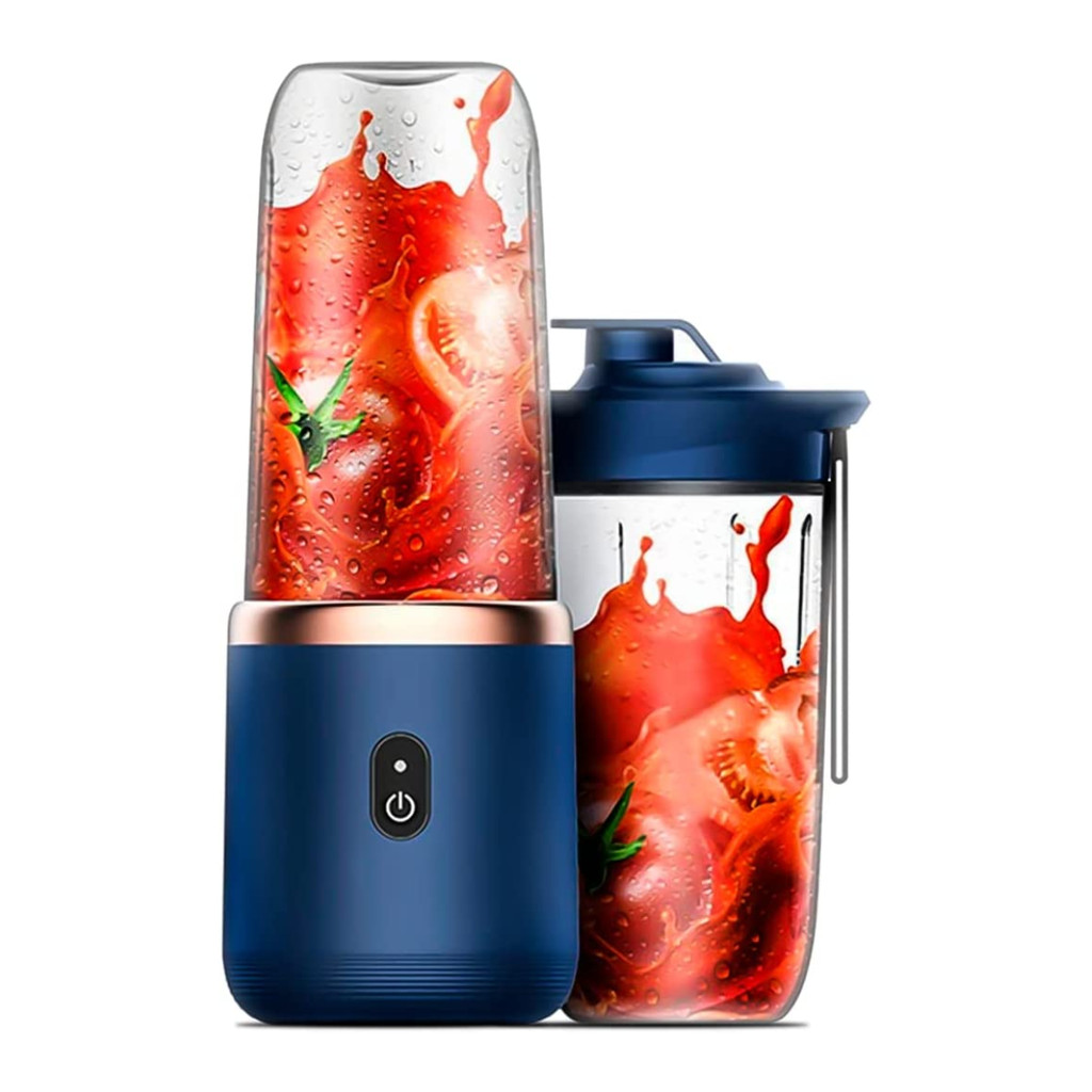 Azul - Mini Processador Liquidificador Portátil 400ml