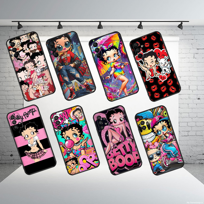 Capa De Telefone TPU De Silicone Preto Samsung S7 S8 S9 S10 plus Lite edge E A22 Betty Boop