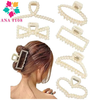 ANA 1108 KIT 4 PCS Prendedor/Piranha/Presilha  Grande de Cabelo com Detalhes de Perola
