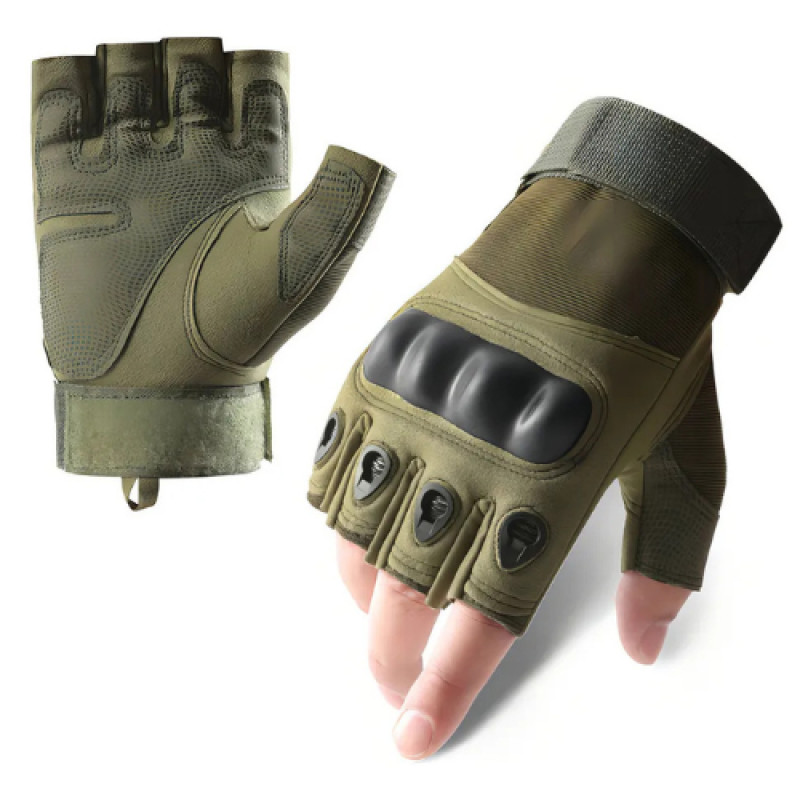 Luva Tática Militar Meio Dedo Verde