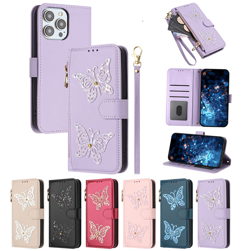 Capa Para Samsung Galaxy A27 A57 A27 A08 A18 A07 A17 A56 A36 A26 A06 A16 A37 5G 4G Carteira De Couro Diamante Brilho Bor