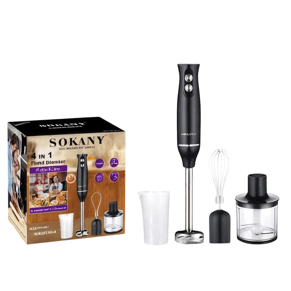 Mixer de Mão Elétrico 4 em 1 Multifunção 500W Liquidificador Portátil Picador Batedor Ovos Purê Vitamina 127v