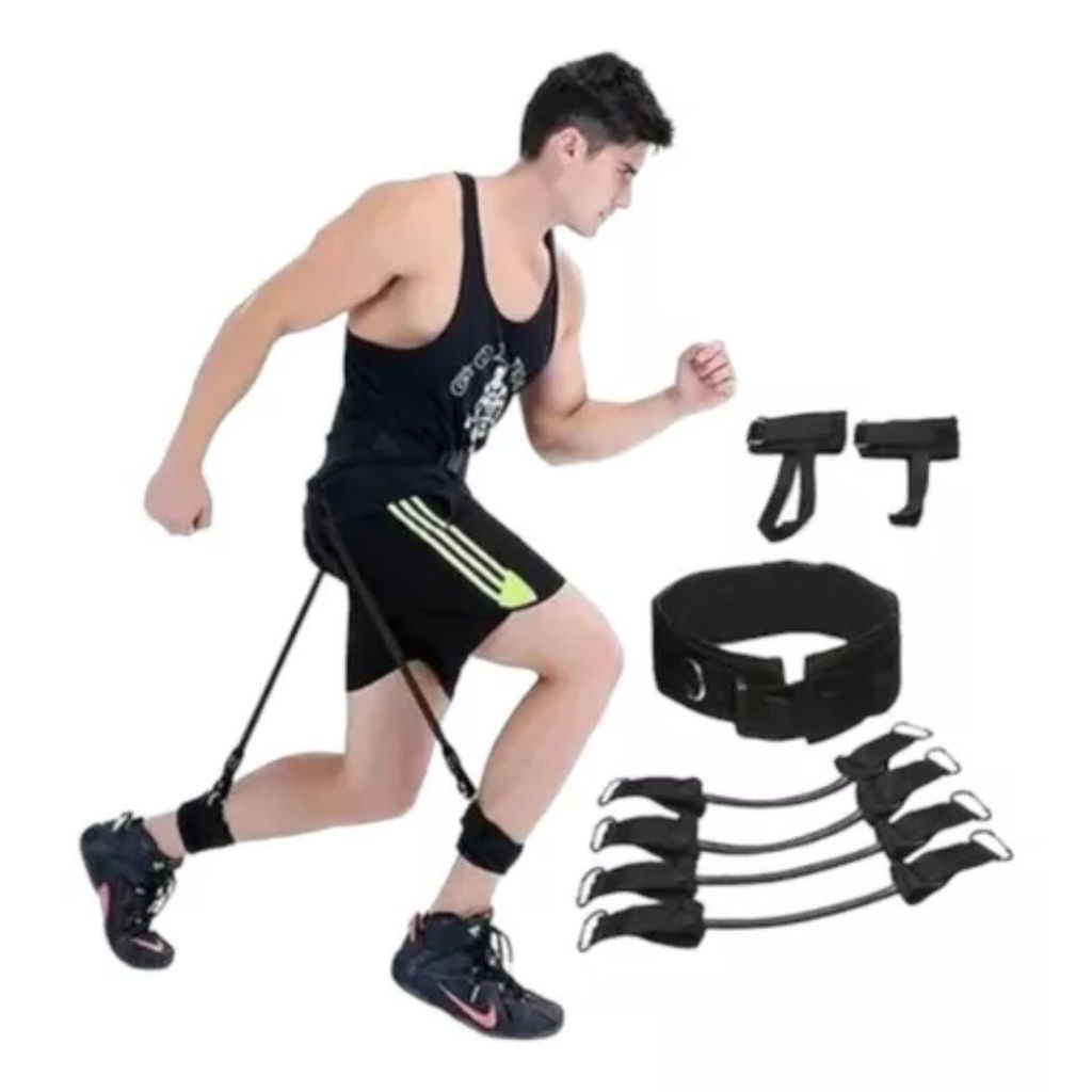 Elástico de Resistência para Treino - Cinto e Alças para Salto e Corrida Vertical