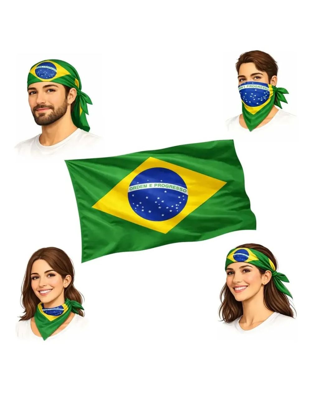Bandana Lenço Bandeira Copa Do Mundo Brasil Seleção Torcida Bandeira Brasileira 55x55