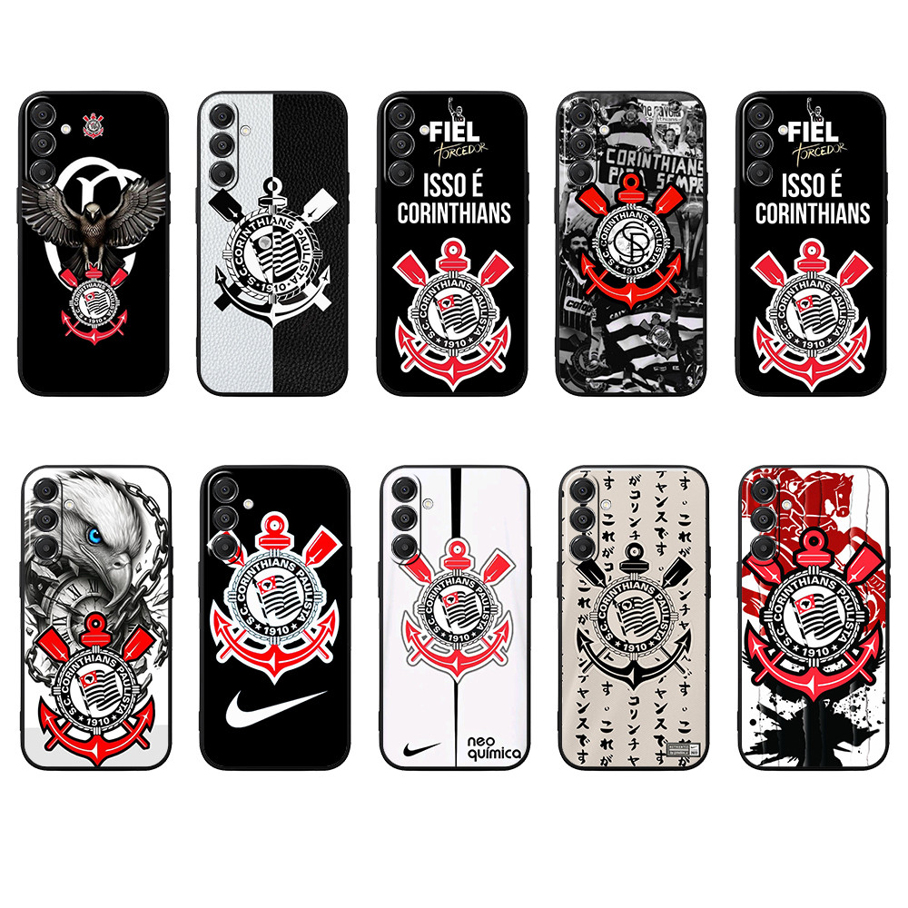 Samsung A55 A35 A24 A25 161mm A15 A05 A05S M55 M15 M35 4G 5G Corinthians Capa De Telefone TPU Preta Macia