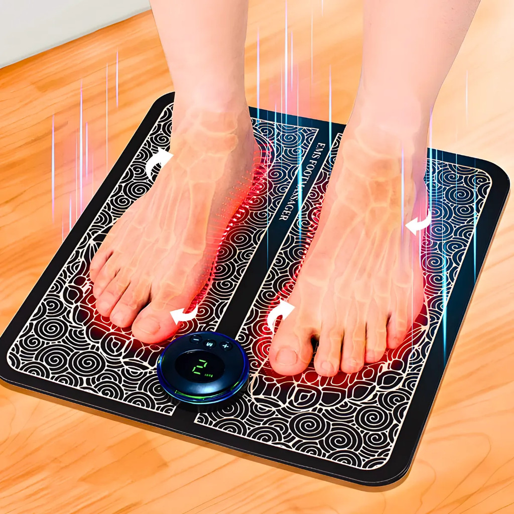 Tapete Massageador Elétrico Para Pés EMS Circulação Relaxamento USB