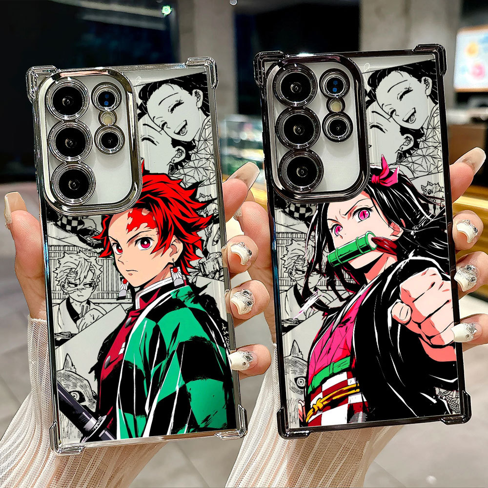Anime Demon Slayer Tanjiro Nezuko Capa Transparente Para Samsung S26 Ultra A57 S24 S23 S22 S21 S25 Plus S20 S25FE S26EDG