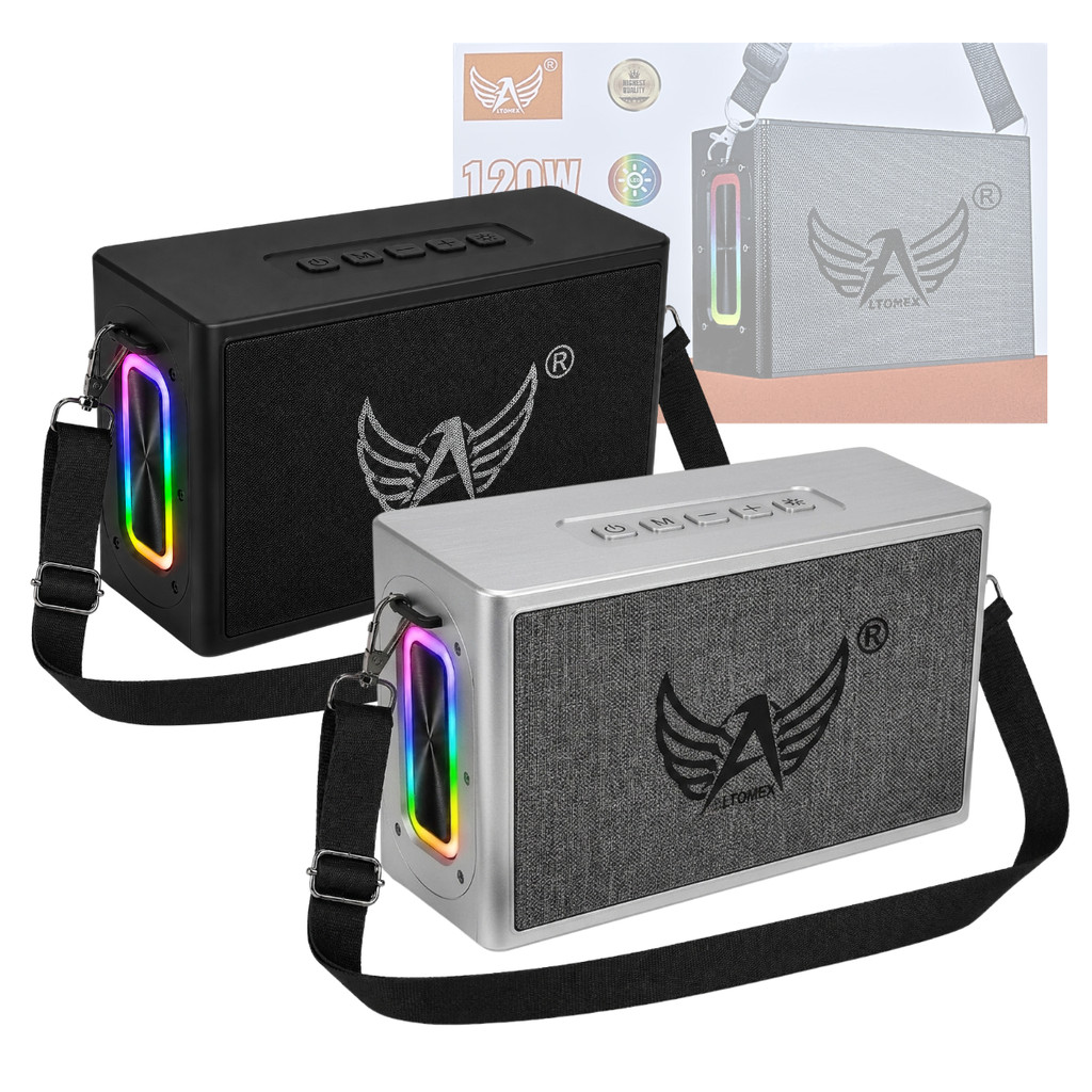 Caixa de Som Bluetooth 120W Premium LED RGB com Alça de Transporte Altomex AL-8303