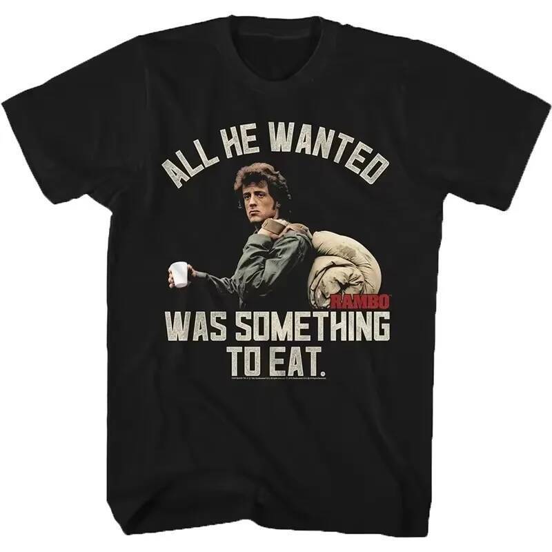 New Summer Arrival_ 1982 First Blood Rambo & Sylvester Stallone Classic Movie Print Men's T-Shirt, Casual Retro Style