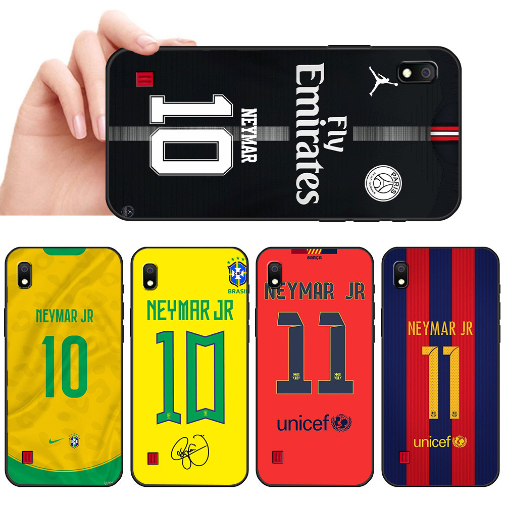 Capa De Telefone Preta Macia Para Samsung A6 A7 A8 A9 A01 A02 A10 A10S Camisa Do Neymar Protetora Anti-Queda