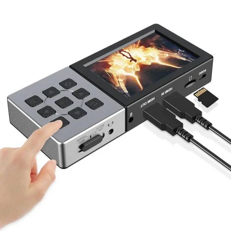 Ezcap 273 HD Gravador De Vídeo Caixa 1080P 60fps HDMI Placa De Captura Com Tela De 3.5 Polegadas Reprodução Loop Mic Aud