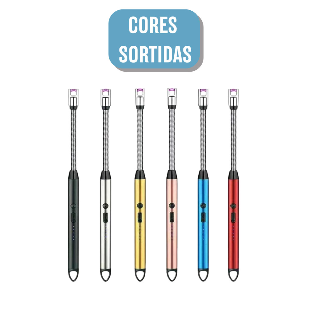 Isqueiro Acendedor de Fogão Elétrico Recarregável USB – Tecnologia de Ignição por Arco - (Cores Sortidas) - CF-136