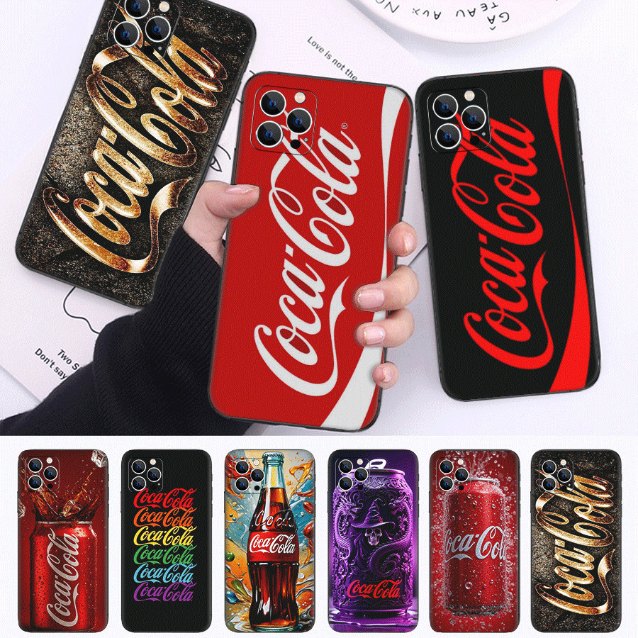 Para iPhone 14 15 16 Pro Plus Max Compatibilidade TPU Capas De Telefone Capa Protetora Macia Design De Moda Coca Cola (W