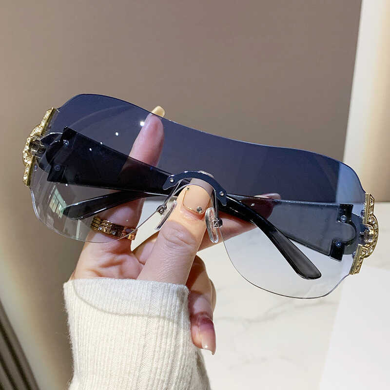 Óculos de sol siameses sem moldura Y2K Óculos de sol do mesmo estilo 20223 Óculos exclusivos em óculos de sol