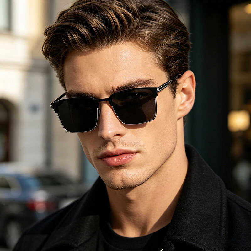 Metal polarizado óculos de sol condução condução pesca óculos de sol europeu americano moda quadrado óculos de sol mascu