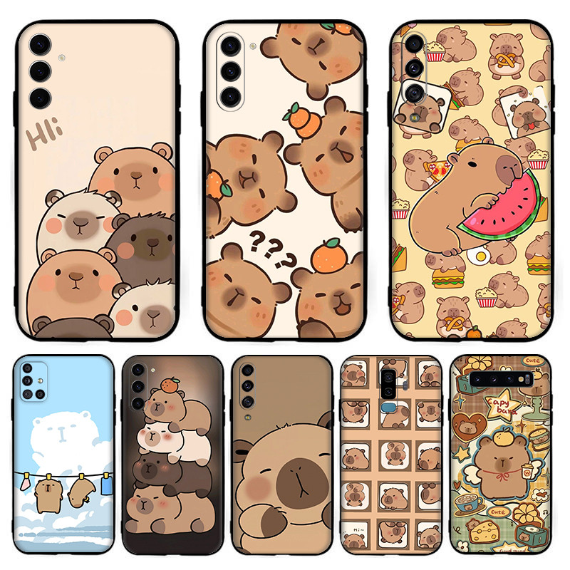 Para Samsung A14 A15 A16 A20 A30 A20S A21 A21S A22 A23 A24 A31 Bonito Dos Desenhos Animados Anime Capivara Macio Preto T