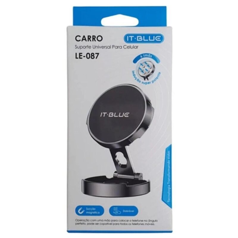 Suporte Veicular imã Magnético Celular Ajustável 360° Metal It-Blue LE-087 Compacto Carro Mesa potente Gps Smartphone