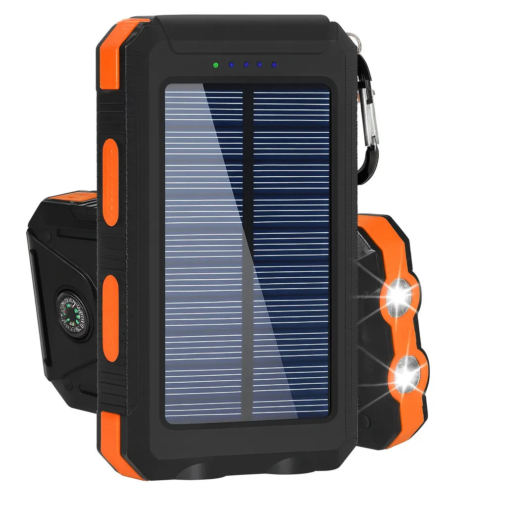 Portátil Carregador Power Bank Solar 10000mAh Bateria Externa Para Xiaomi Androi
