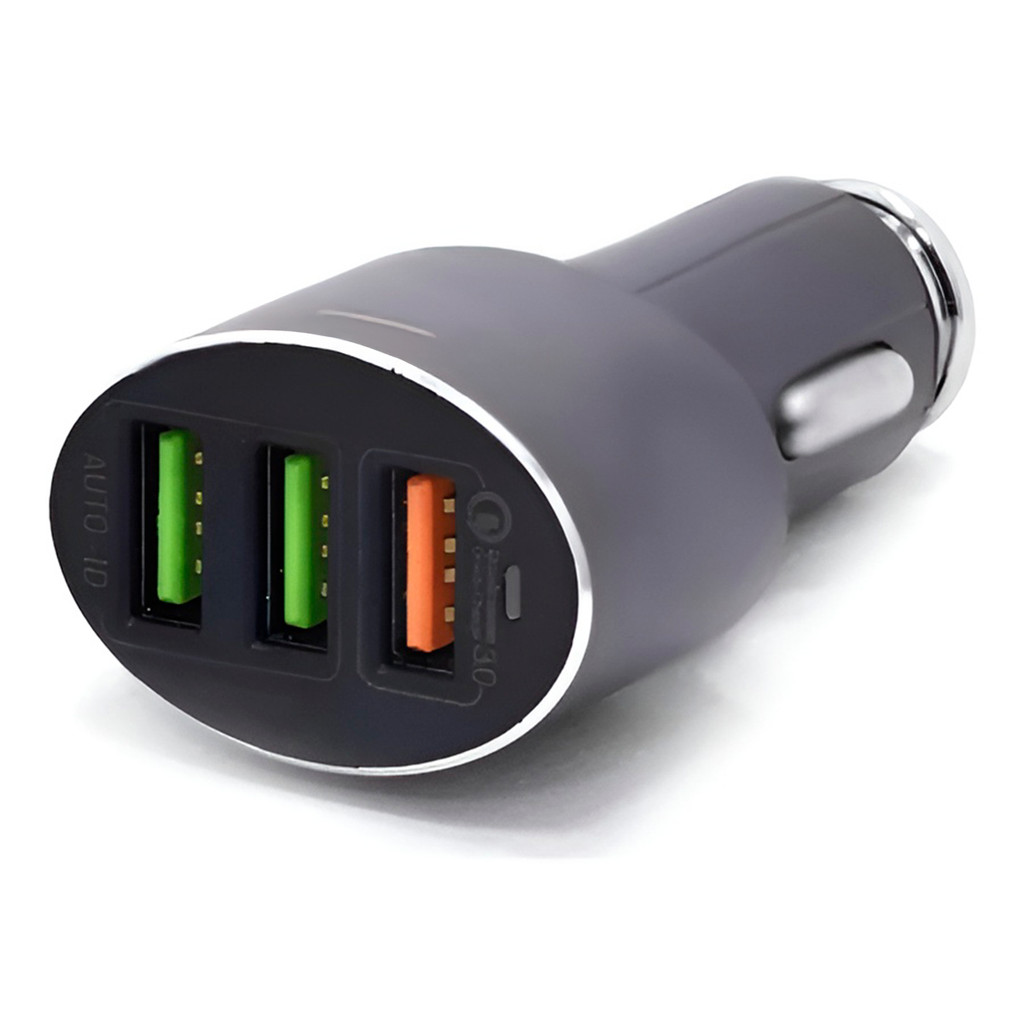 JS Fonte de Alimentação Veicular 3 Portas USB Carga de Energia Rápido
